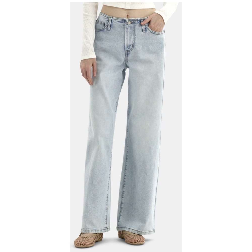No Boundaries Womens Mid-Rise Baggy Wide Leg Jeans Light Wash Blue Size 20 NWT